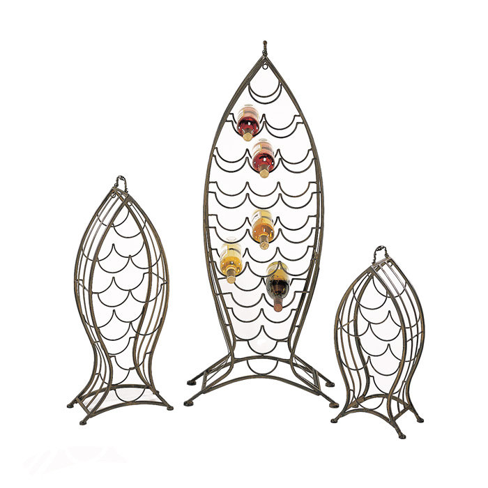 Cape Craftsmen Nested Fish 3 Piece 35 Bottle Floor Wine Rack Set